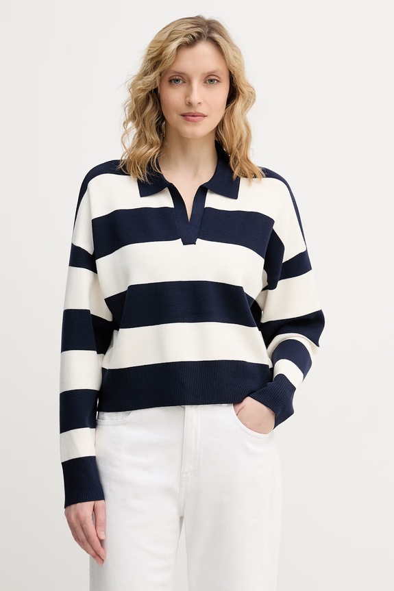 United Colors of Benetton sweter damski z wiskozy granatowy 1Z8CE301M