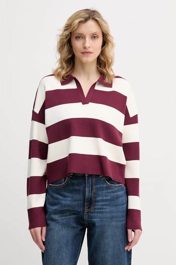 United Colors of Benetton sweter damski z wiskozą bordowy 1Z8CE301M