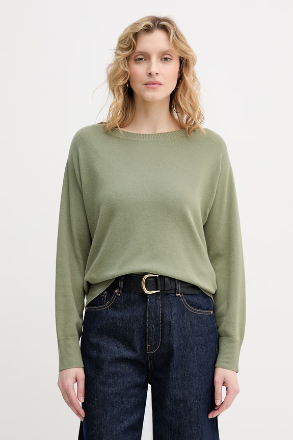United Colors of Benetton pulover pentru femei, din bumbac verde 1C19D10FU