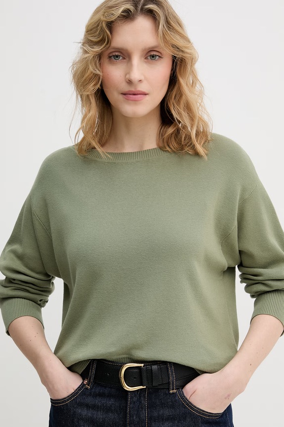 United Colors of Benetton pulover pentru femei, din bumbac verde 1C19D10FU