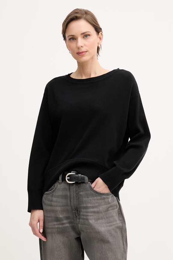 United Colors of Benetton pulover pentru femei, din bumbac negru 1C19D10FU