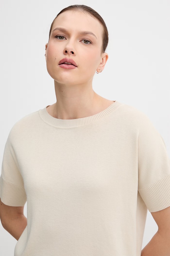 United Colors of Benetton sweter damski bawełniany beżowy 1C19D10G3
