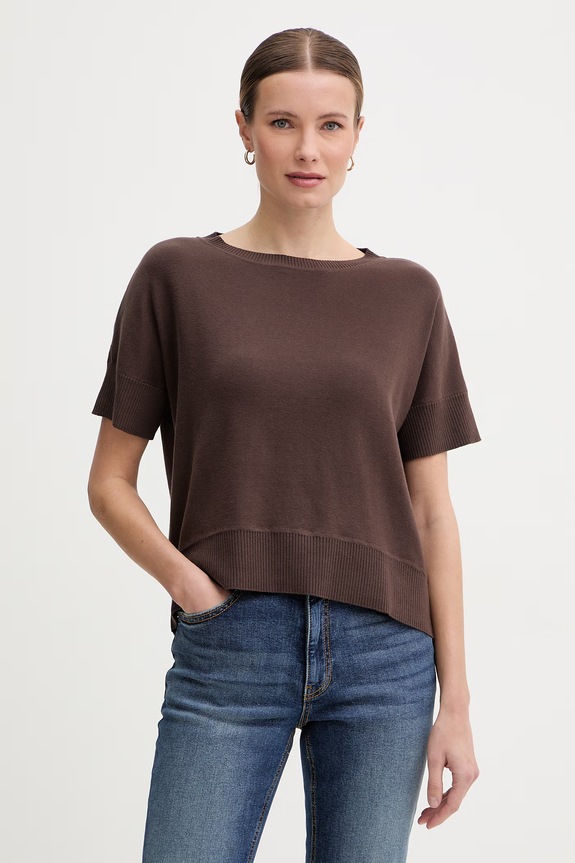 United Colors of Benetton sweter damski bawełniany brązowy 1C19D10G3