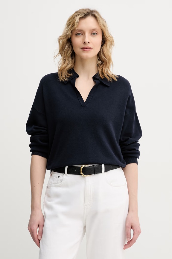 United Colors of Benetton Pulover de damă din bumbac bleumarin 1C19D301I