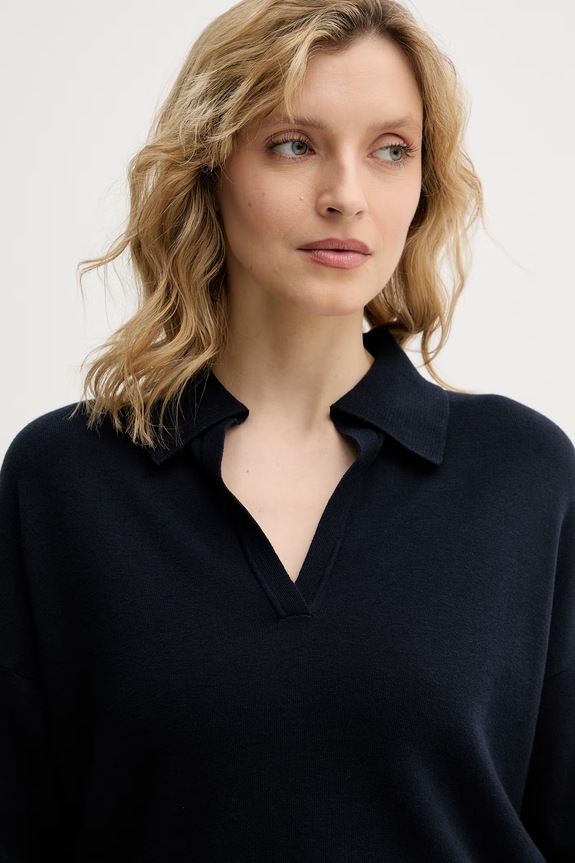 United Colors of Benetton Pulover de damă din bumbac bleumarin 1C19D301I