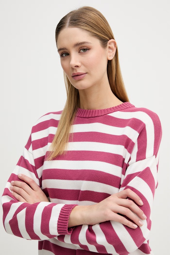United Colors of Benetton pulover pentru femei, din bumbac roz 1C94E10FZ