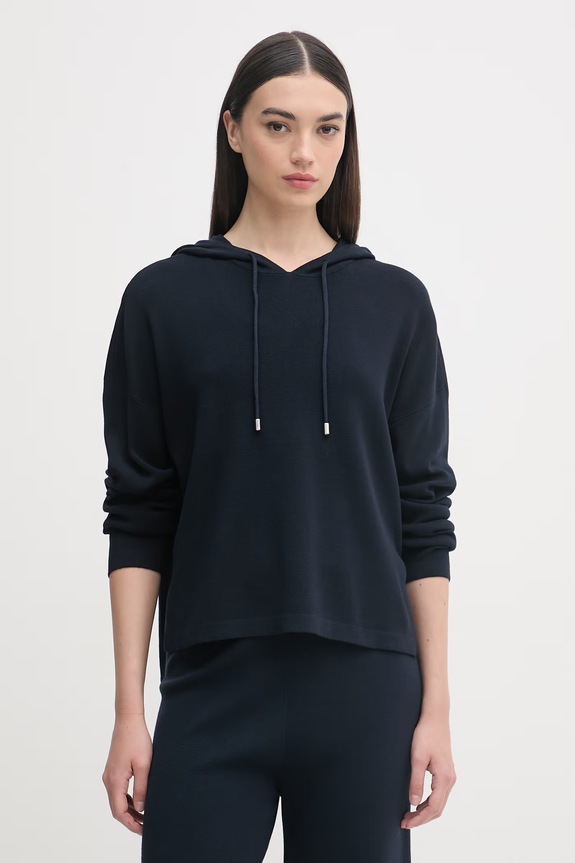 United Colors of Benetton Felpa con cappuccio da donna con viscosa blu navy 1LHGD204M