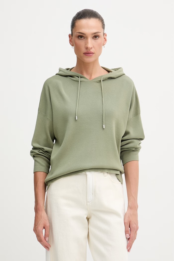 United Colors of Benetton mikina s kapucňou dámska s viskózou zelená 1LHGD204M