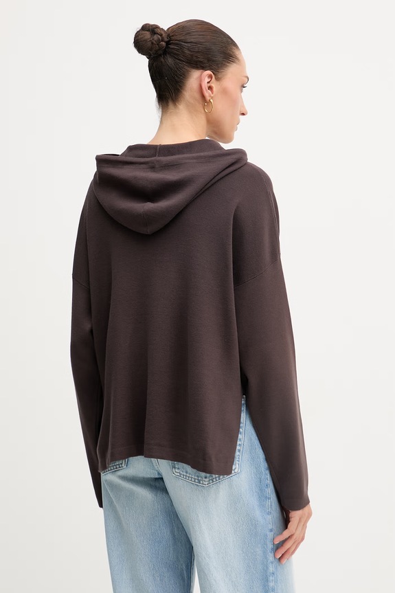 Abbigliamento United Colors of Benetton felpa con cappuccio da donna con viscosa 1LHGD204M marrone