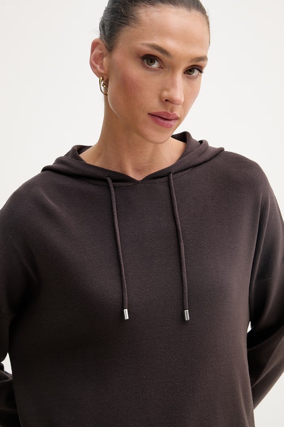 United Colors of Benetton felpa con cappuccio da donna con viscosa marrone 1LHGD204M