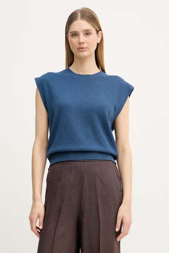 United Colors of Benetton top pentru femei, din in bleumarin 1DC3D10GT
