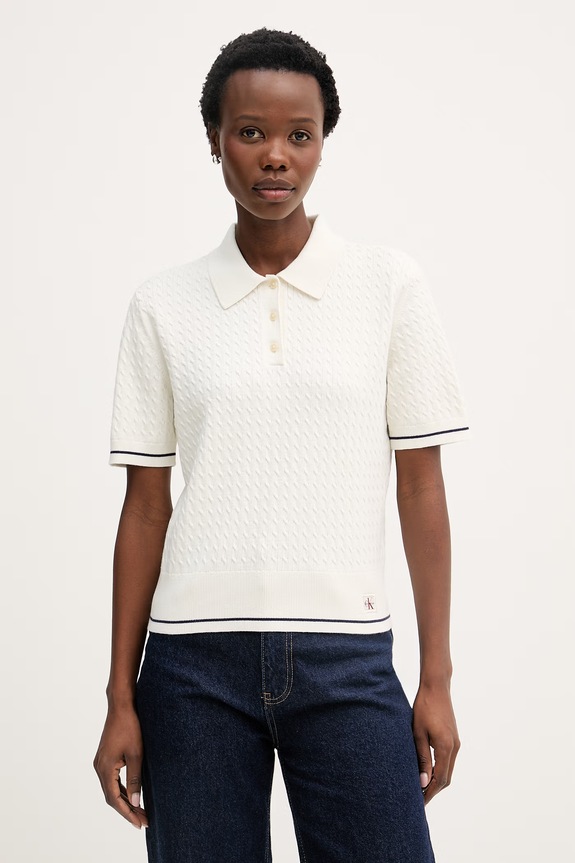 Calvin Klein Jeans polo tricotat pentru femei bej LV047F320G