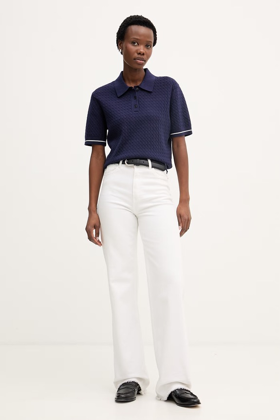 Calvin Klein Jeans úpletové polo tričko dámske LV047F320G tmavomodrá SS26