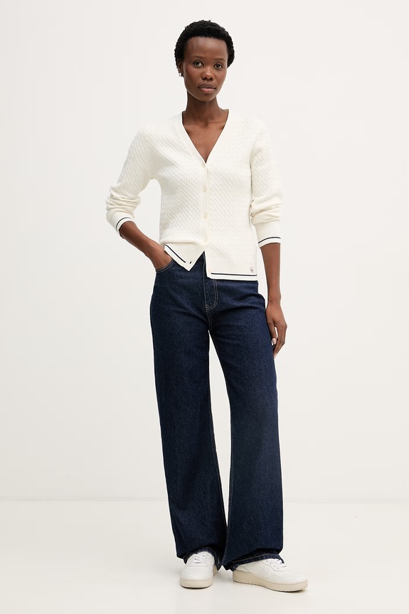 Calvin Klein Jeans cardigan pentru femei, cu bumbac LV047F322G bej SS26