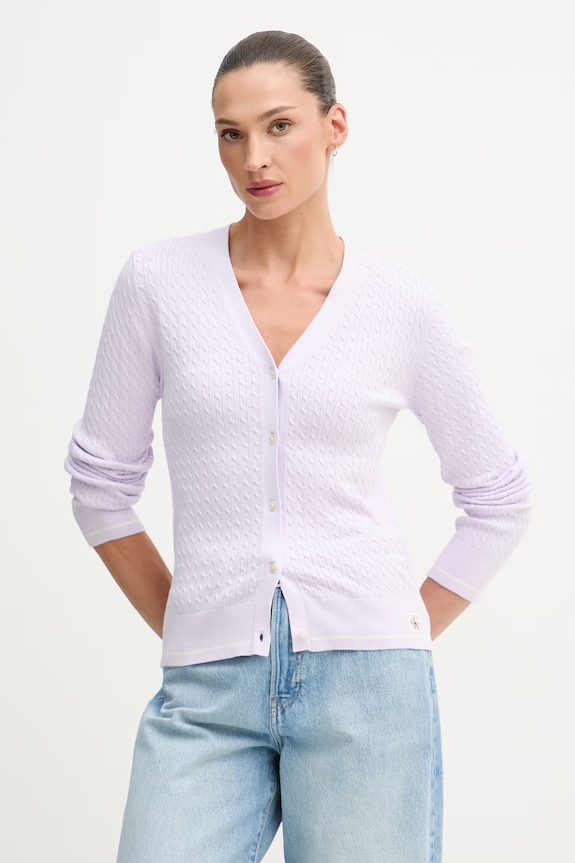 Calvin Klein Jeans cardigan pentru femei, cu bumbac violet LV047F322G