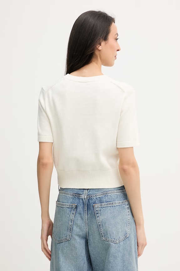 Oblečenie Calvin Klein Jeans úpletové tričko dámske bavlnené LV047F356G béžová