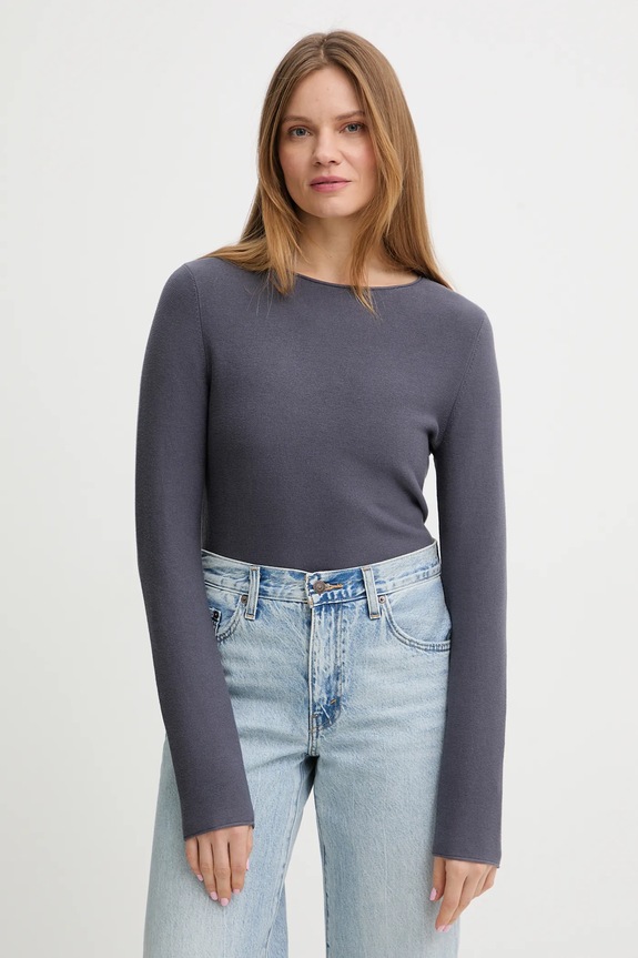 Marc O'Polo maglione in cotone a barchetta grigio 5000013039