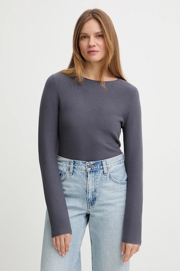 Marc O'Polo maglione in cotone a barchetta grigio 5000013039