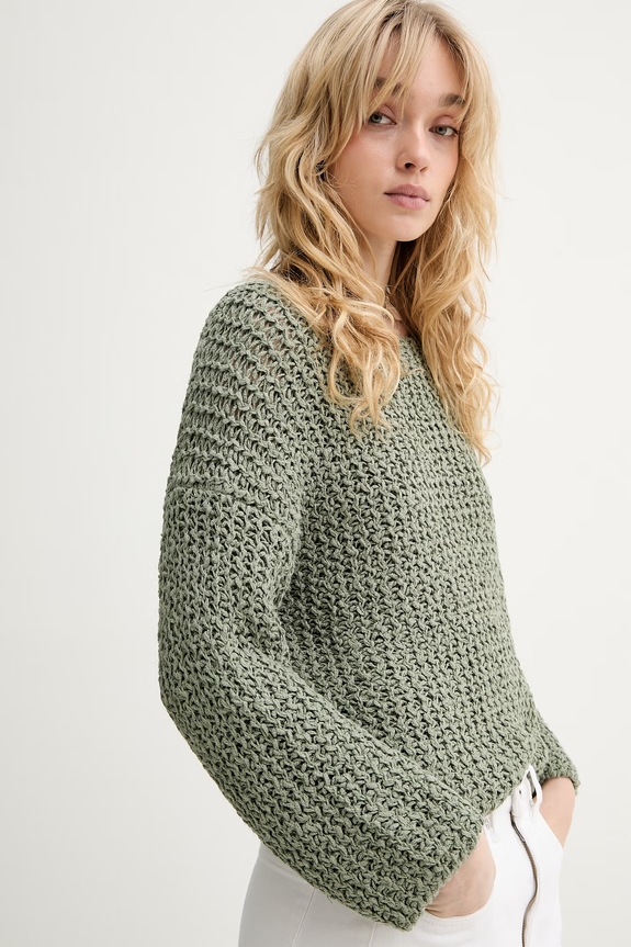 Marc O'Polo sweter damski z bawełną zielony 5000013212