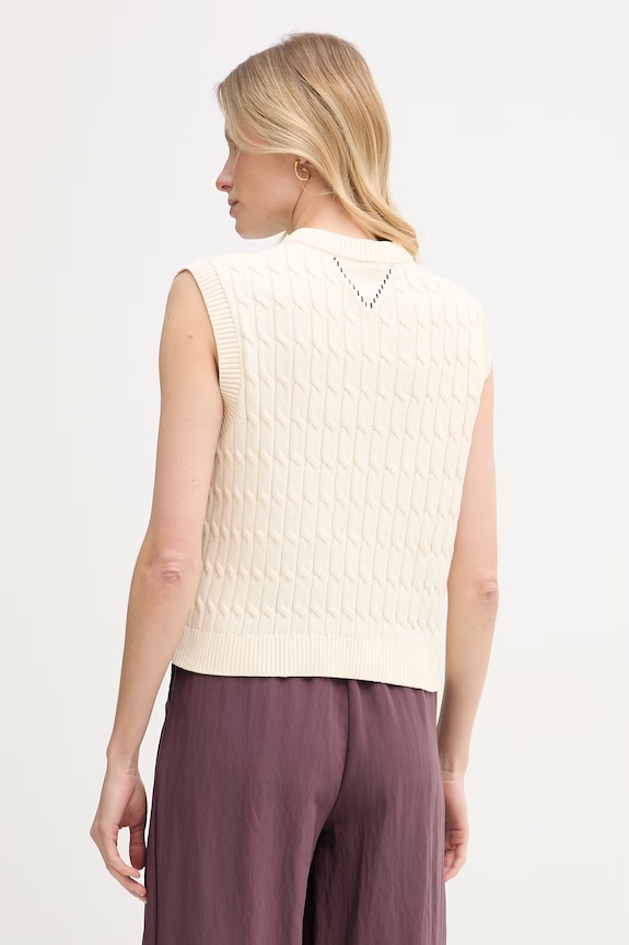 Îmbrăcăminte Tommy Hilfiger vestă de damă din bumbac WW0WW48466 bej