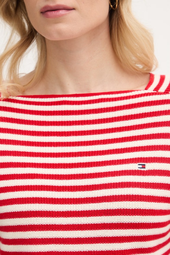 Tommy Hilfiger sweter damski bawełniany WW0WW48470 czerwony
