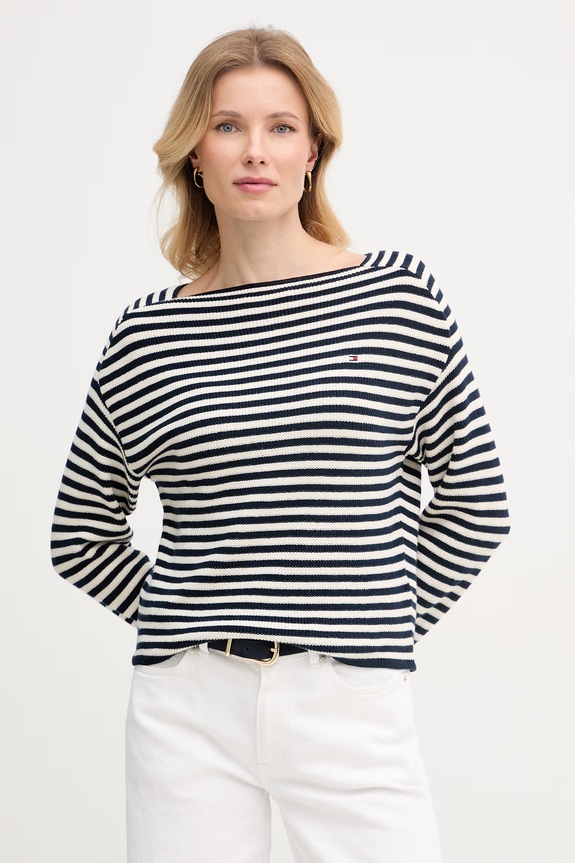 Tommy Hilfiger sveter dámsky bavlnený tmavomodrá WW0WW48470