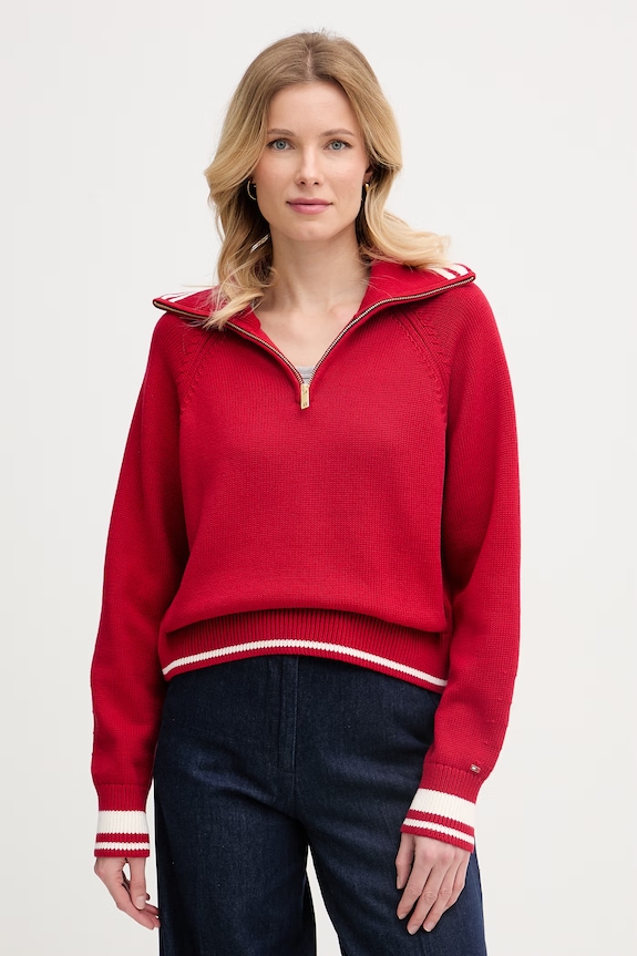 Tommy Hilfiger sveter dámsky bavlnený červená WW0WW48478