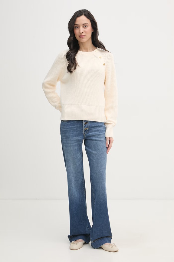 Tommy Hilfiger sweter damski bawełniany WW0WW48487 beżowy SS26