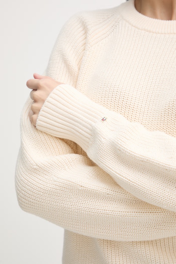 Tommy Hilfiger sweter damski bawełniany WW0WW48487 beżowy