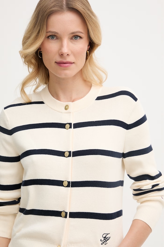 Tommy Hilfiger kardigan ženski bombažen bež WW0WW49617