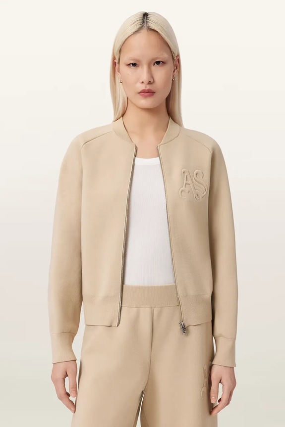Πλεκτή ζακέτα AllSaints SONNY άλλο μπεζ W005KD