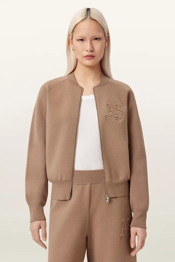 Πλεκτή ζακέτα AllSaints SONNY άλλο καφέ W005KD