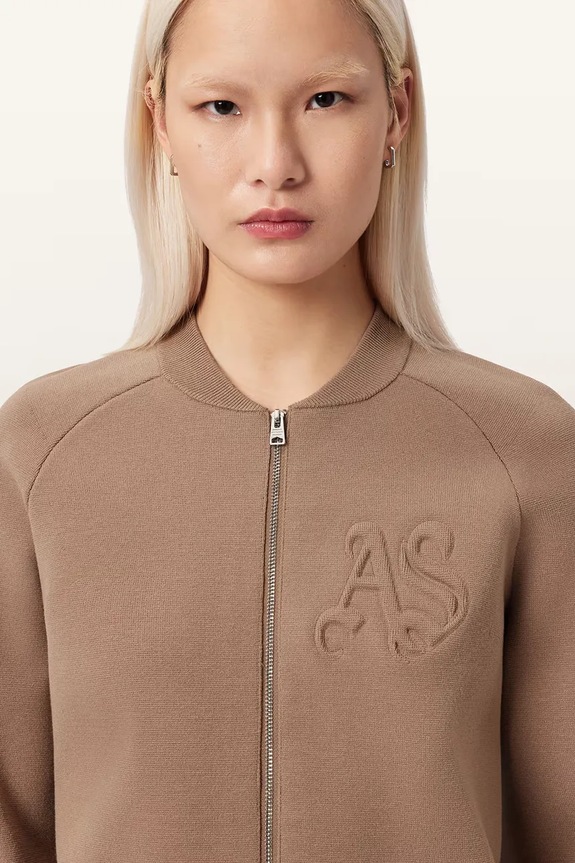 Πλεκτή ζακέτα AllSaints SONNY καφέ W005KD