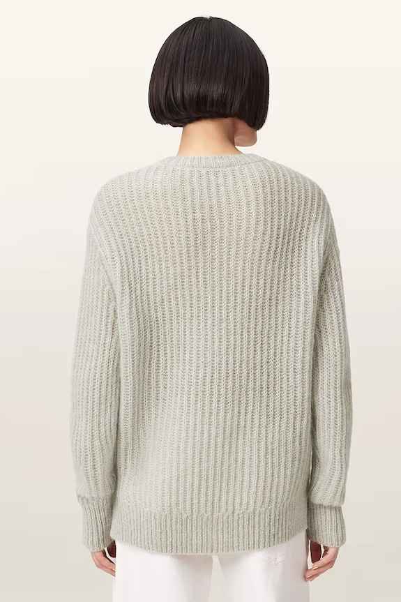 AllSaints pulover din amestec de lână CHAIN W039KE gri SS26