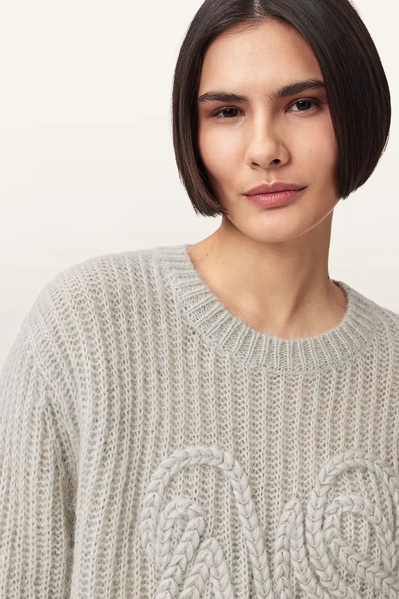 AllSaints pulover din amestec de lână CHAIN W039KE gri