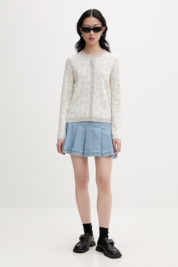 Marimekko kardigan damski z dodatkiem wełny 095027 szary SS26