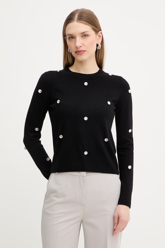 MAX&Co. sweter z dodatkiem wełny MCOPATTINO okrągły czarny 2616361021200