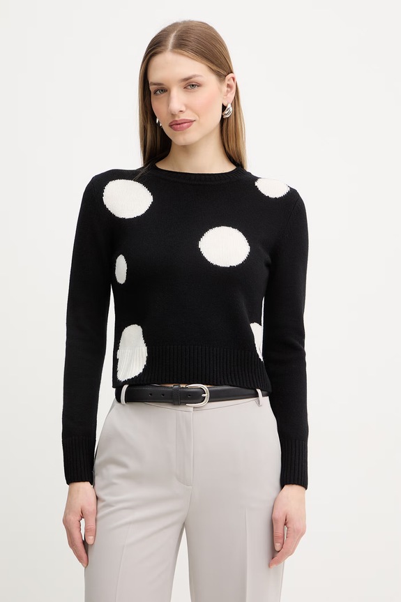 MAX&Co. sweter z dodatkiem wełny MCOSANSA okrągły czarny 2616361031200