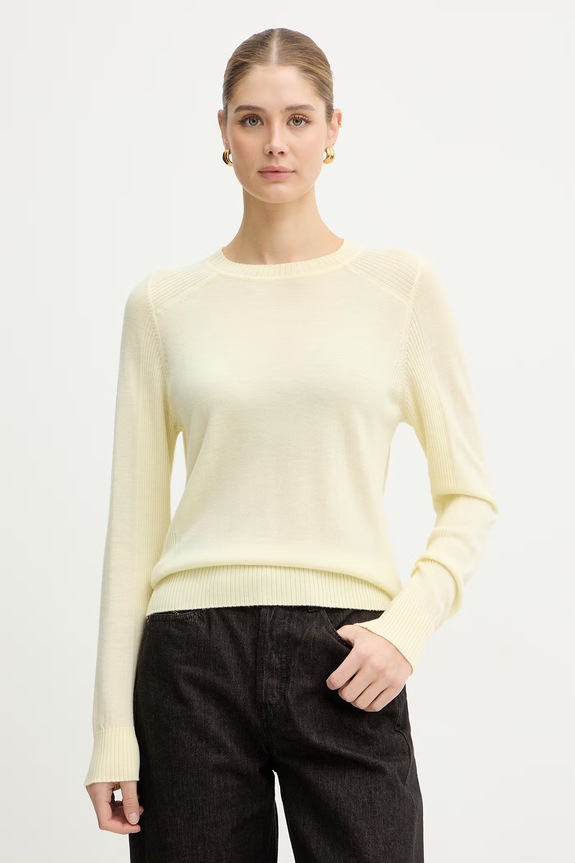 MAX&Co. sweter wełniany MCOBERLINA okrągły żółty 2616361071200