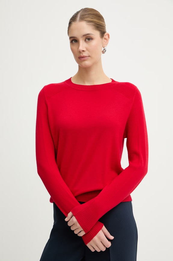 MAX&Co. sweter wełniany MCOBERLINA okrągły czerwony 2616361071200