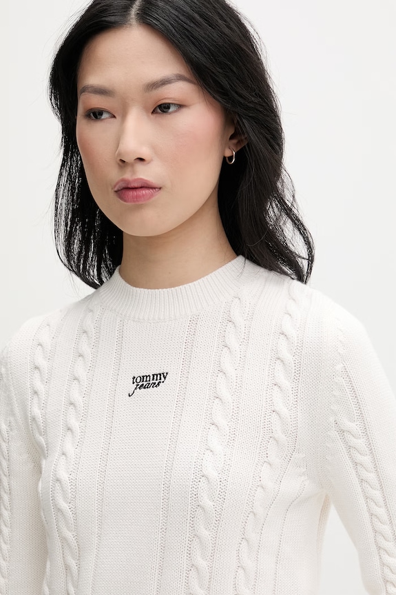 Tommy Jeans sveter dámsky bavlnený béžová DW0DW22301