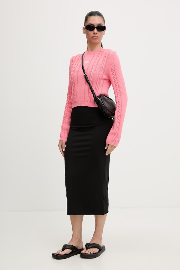Tommy Jeans pulover pentru femei, din bumbac DW0DW22301 roz SS26