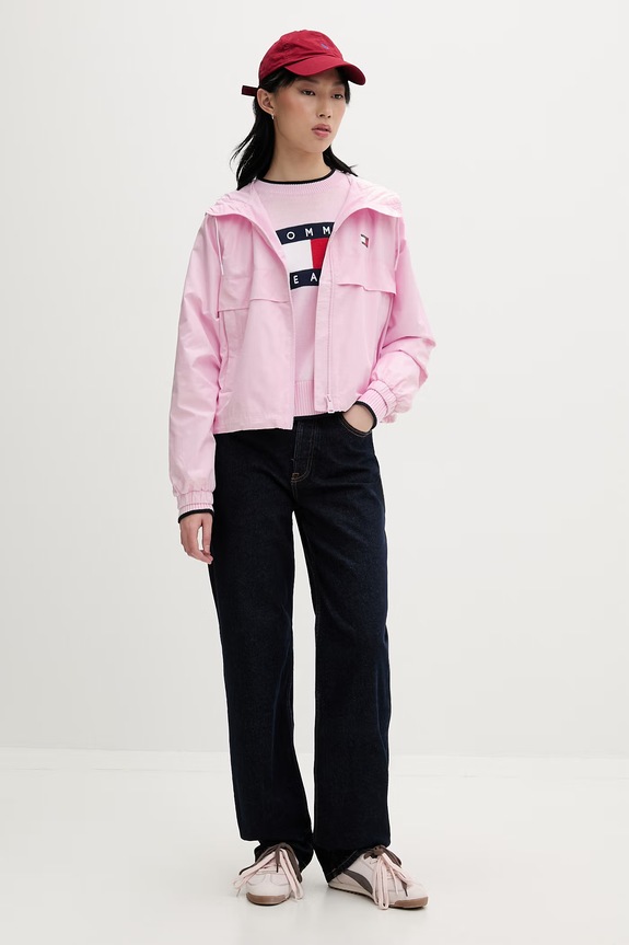 Tommy Jeans sweter damski bawełniany DW0DW22316 różowy SS26