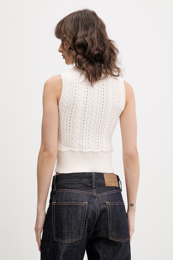 Oblečenie Tommy Jeans vesta dámska bavlnená DW0DW22318 béžová