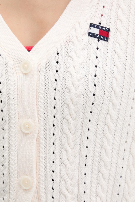Tommy Jeans kardigán dámsky bavlnený DW0DW23024 béžová