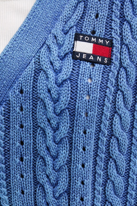 Tommy Jeans kardigan damski bawełniany DW0DW23024 niebieski