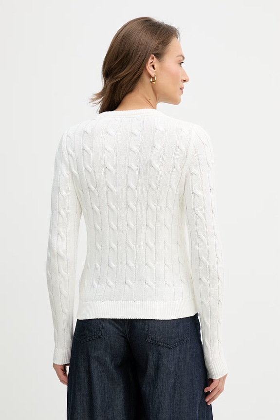Oblečení Bavlněný svetr U.S. Polo Assn. V-NECK CABLE WUP0397 béžová