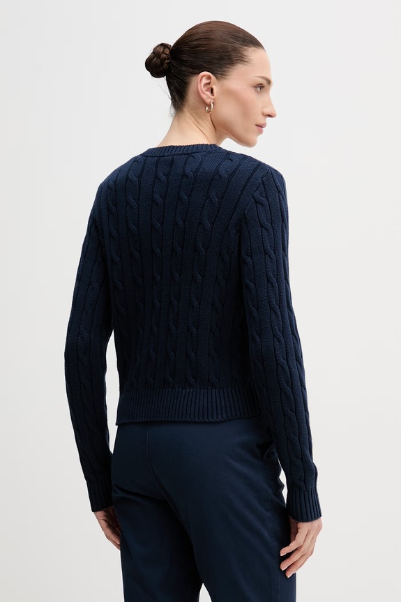 Îmbrăcăminte U.S. Polo Assn. cardigan femei din bumbac CABLE KNIT WUP0400 bleumarin
