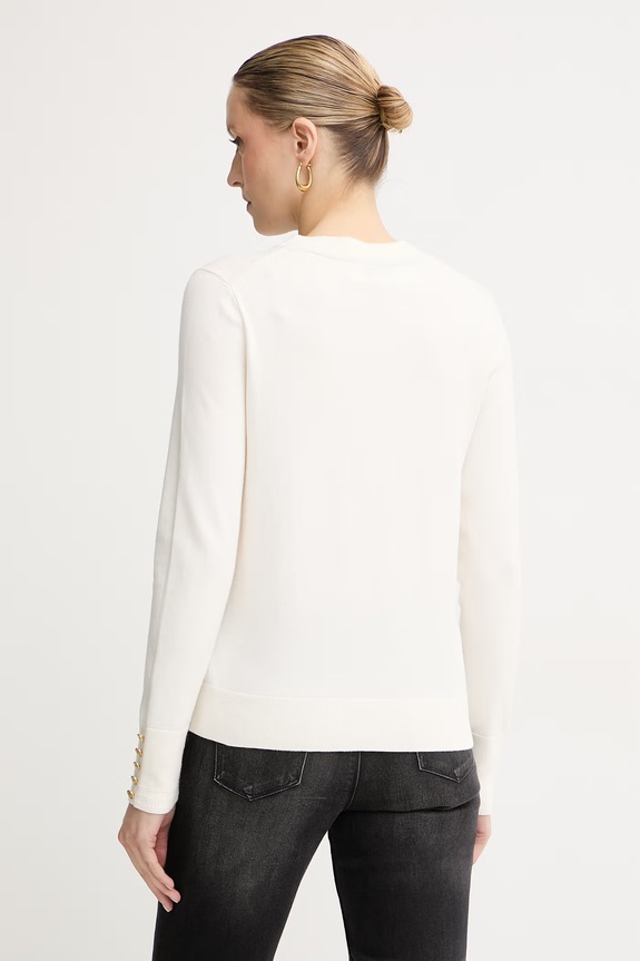 Ρούχα Tommy Hilfiger πουλόβερ γυναικείο με βαμβάκι WW0WW40098. μπεζ