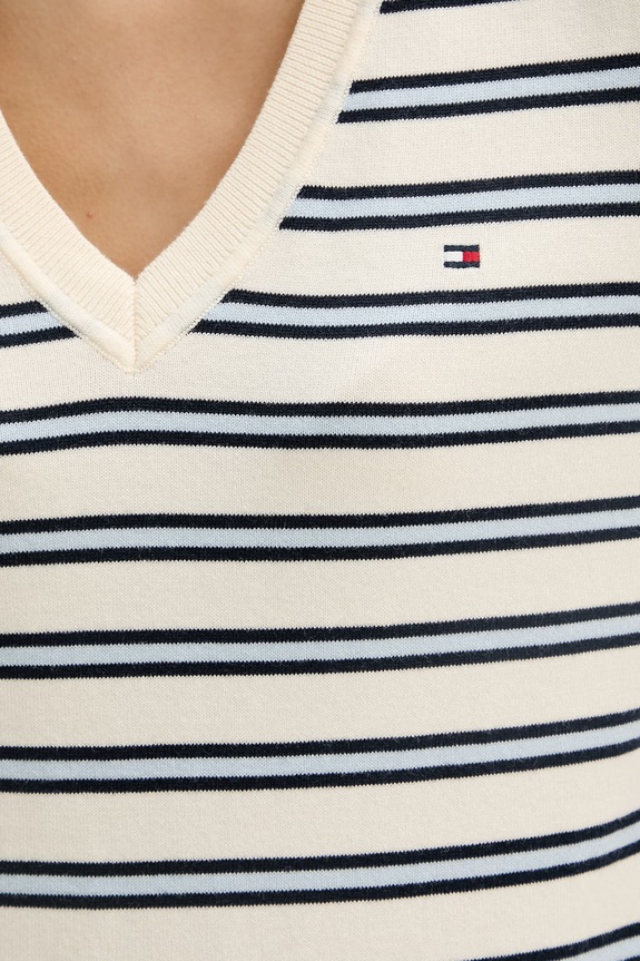 Tommy Hilfiger sveter dámsky s bavlnou WW0WW40098. béžová